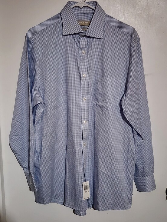 Michael Kors Other - Michael Kors Men's Light Blue Micro-Check Dress Shirt NWT